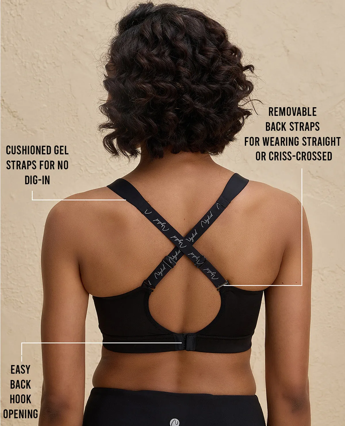 Nykd By Nykaa Ultimate Full Coverage High Impact Adjustable Sports Bra-NYK908-Jet Black Fringed edges