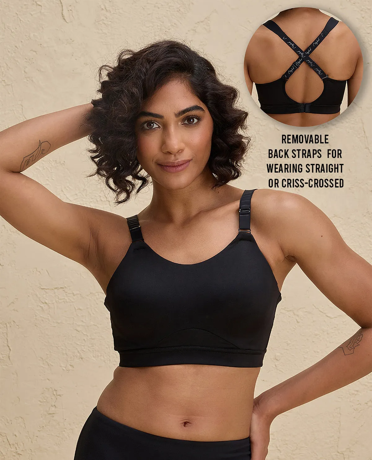 Nykd By Nykaa Ultimate Full Coverage High Impact Adjustable Sports Bra-NYK908-Jet Black adults Snapped