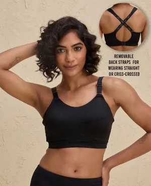 Nykd By Nykaa Ultimate Full Coverage High Impact Adjustable Sports Bra-NYK908-Jet Black adults Snapped