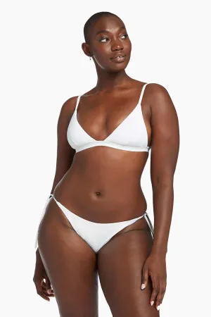 Elle Tie Side Ring Bottom - White EcoRib BT Built In Shelf Bra Smooth Silicone Grip