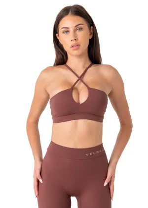 Anti-chafe seams CROSS OVER BRA - BROWN