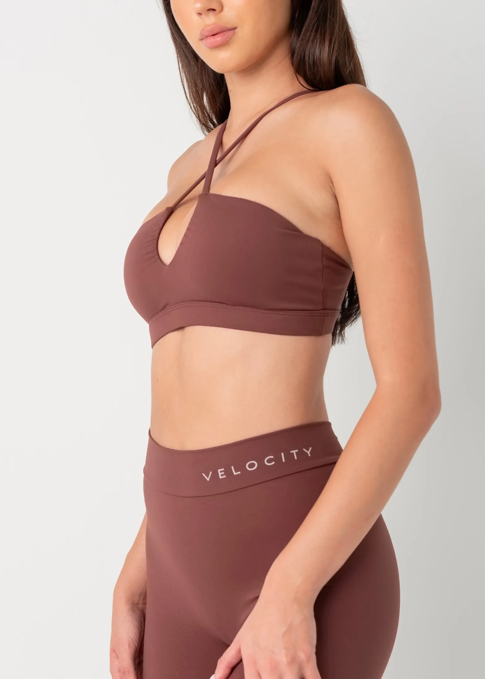 slim fit CROSS OVER BRA - BROWN