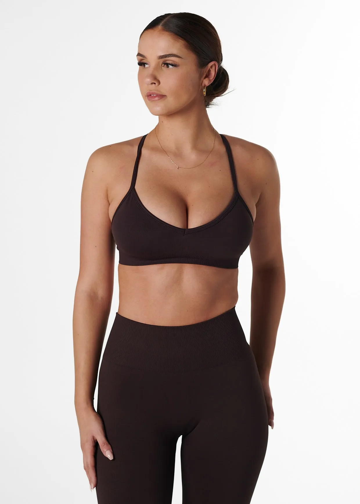 teen clothing Pilates practitioners SIGNATURE BRA - ESPRESSO
