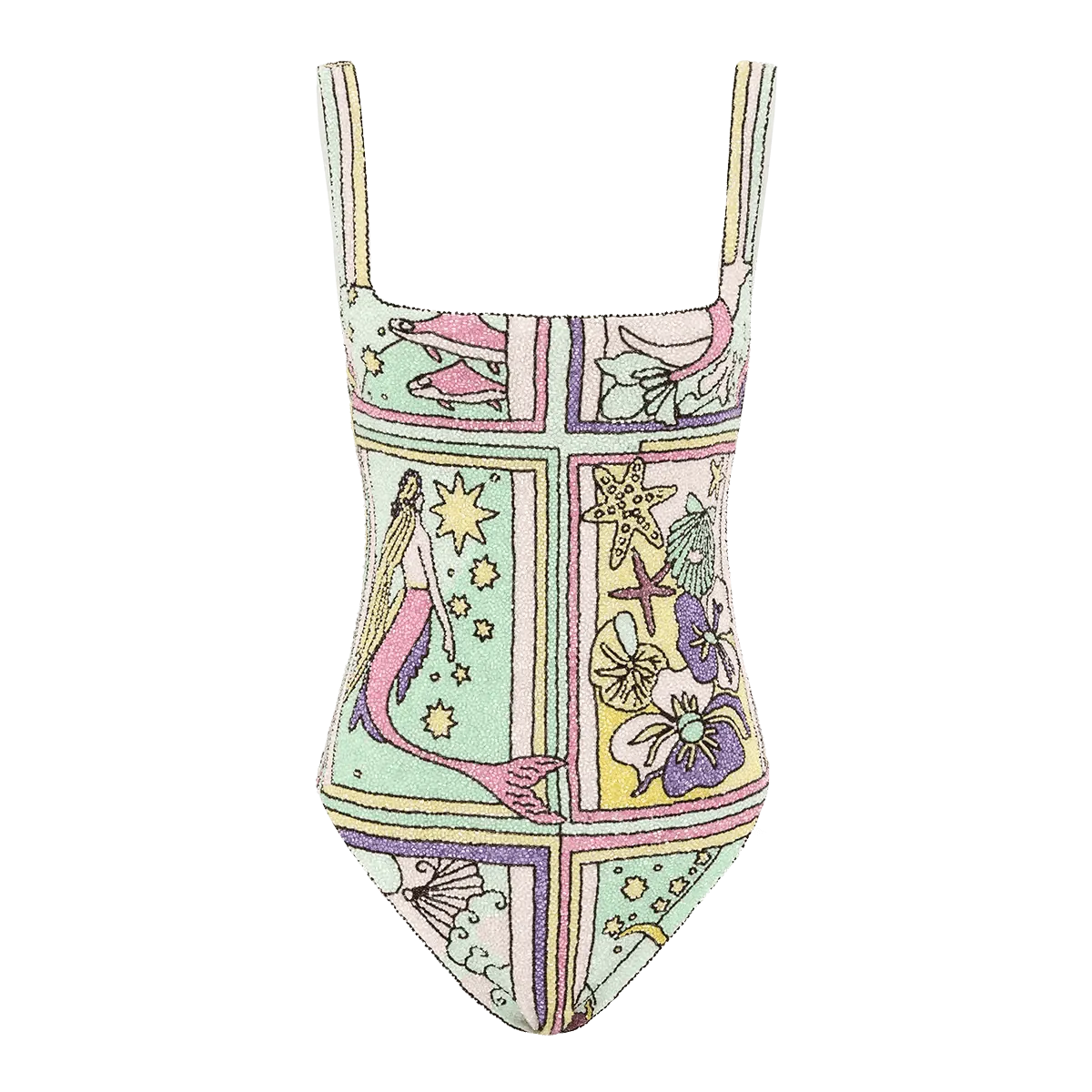 Summer Staple Recycled Material Talia Hand Beaded Multi-Coloured Crystal Swimsuit