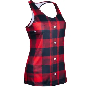 Women's Competitor Lite Interval Singlet - Buffalo Plaid Relaxed Fit Windproof Fabric