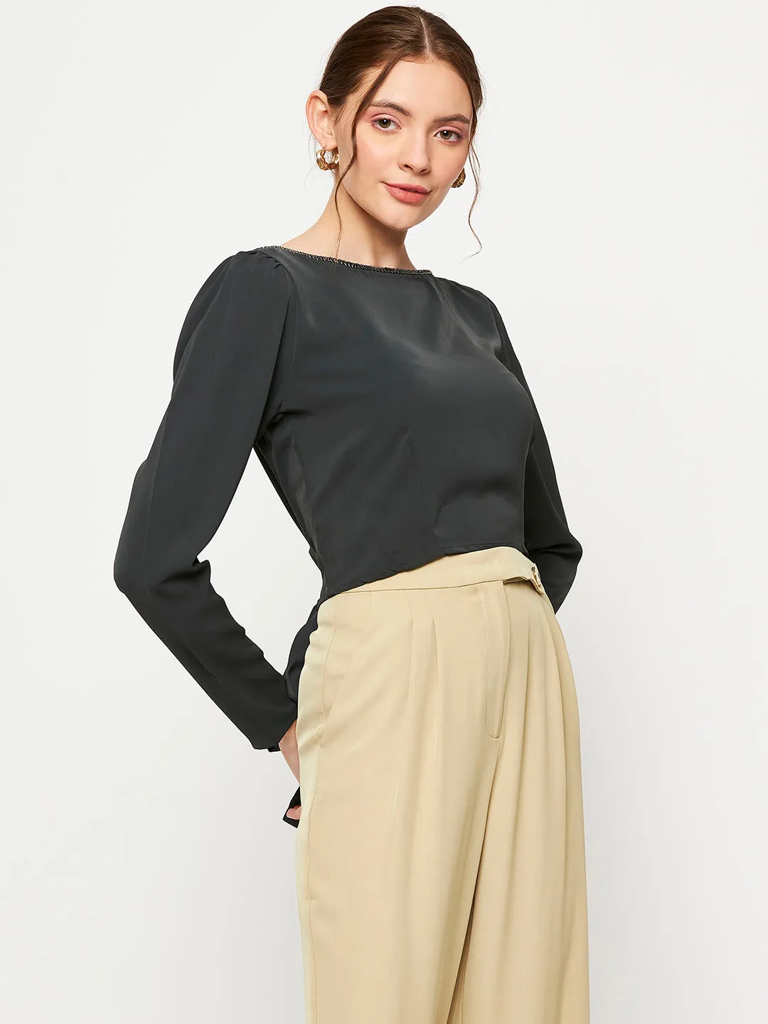 Madame Dark Blue Gray Top Modern Cut