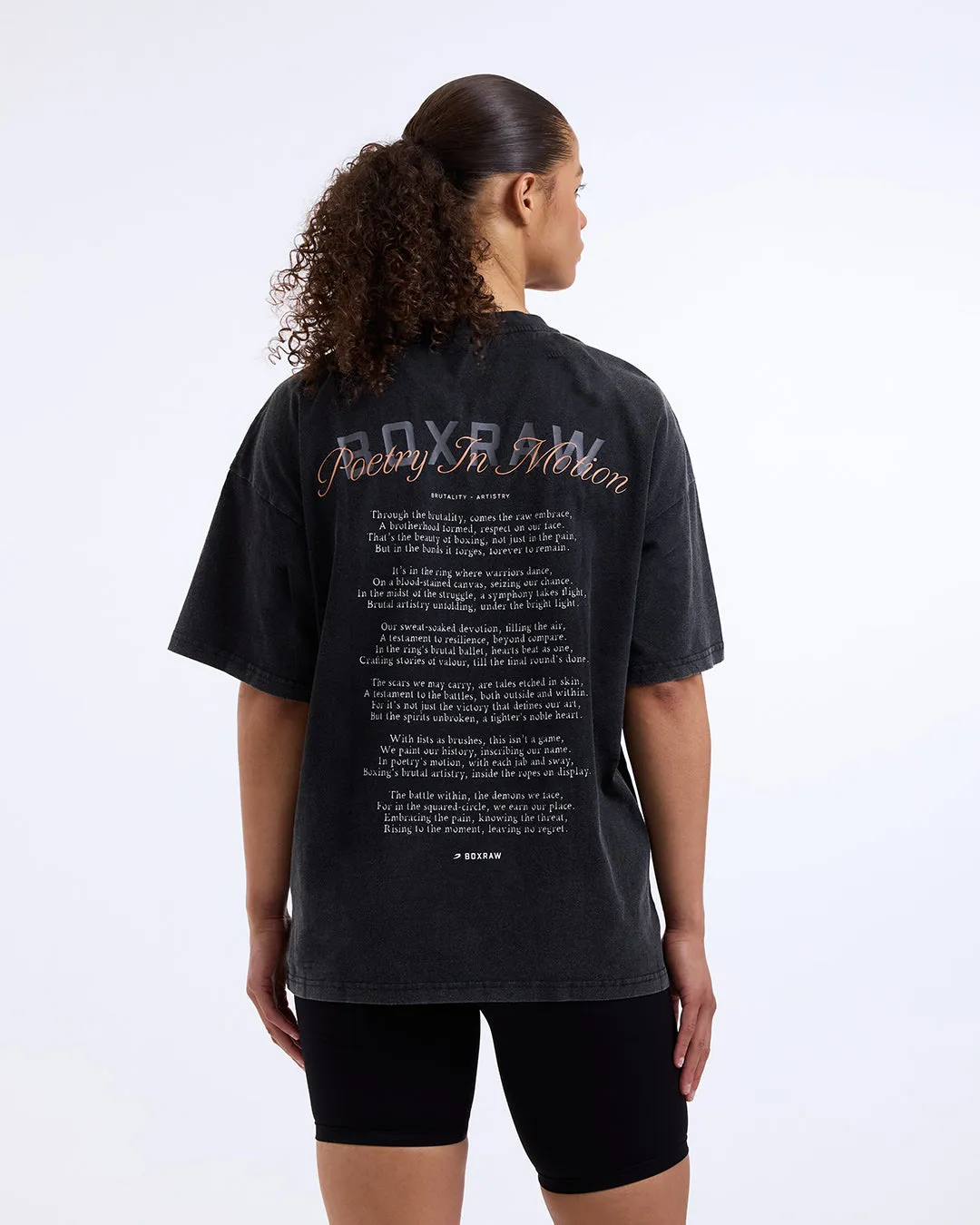 ThermalInsulated Warm Fashion Poetry In Motion Oversized T-Shirt - Washed Black