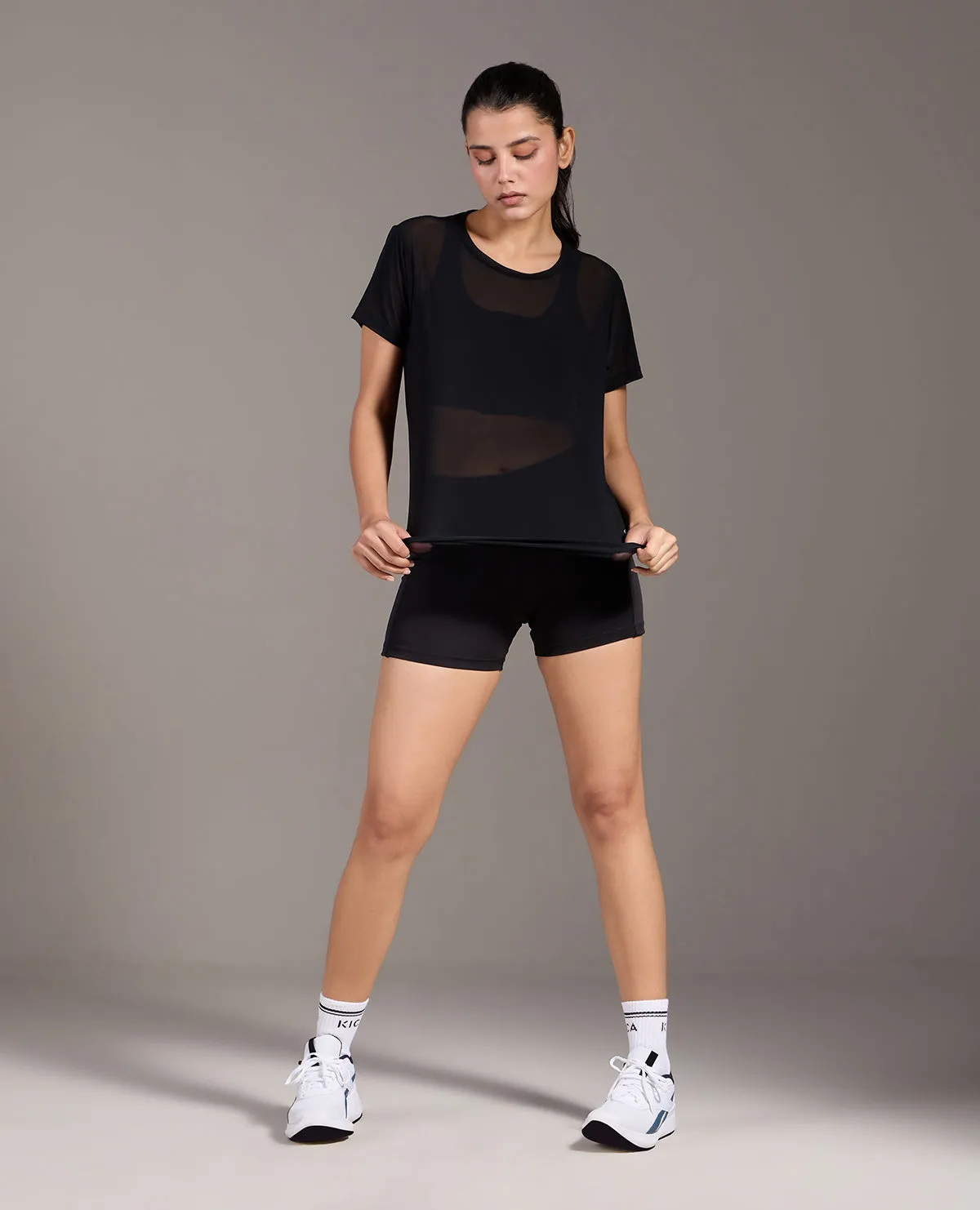 Breathable Mesh Panels Simple and Light Mesh Top Black