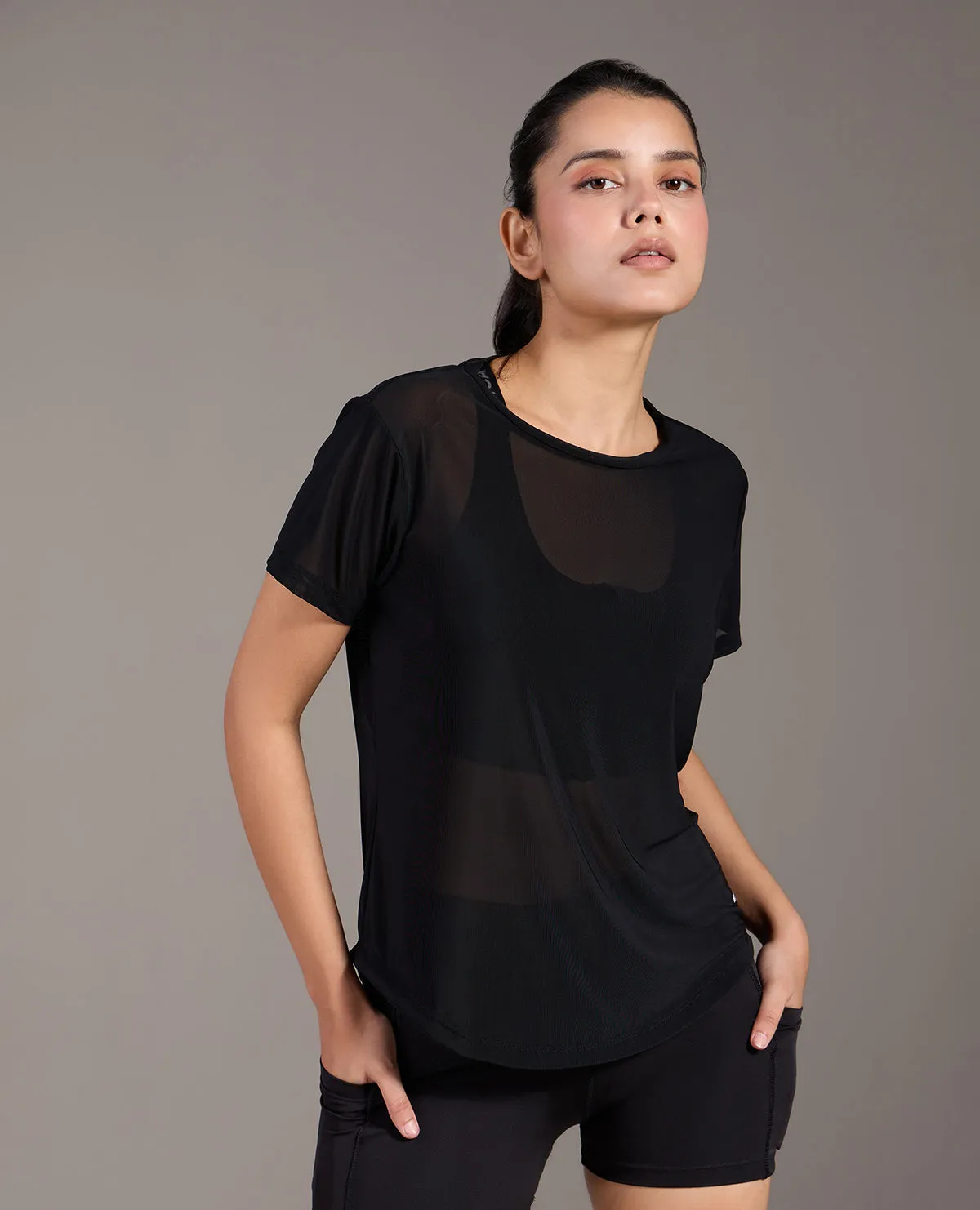 Indoor clothing Non Toxic Materials Mesh Top Black