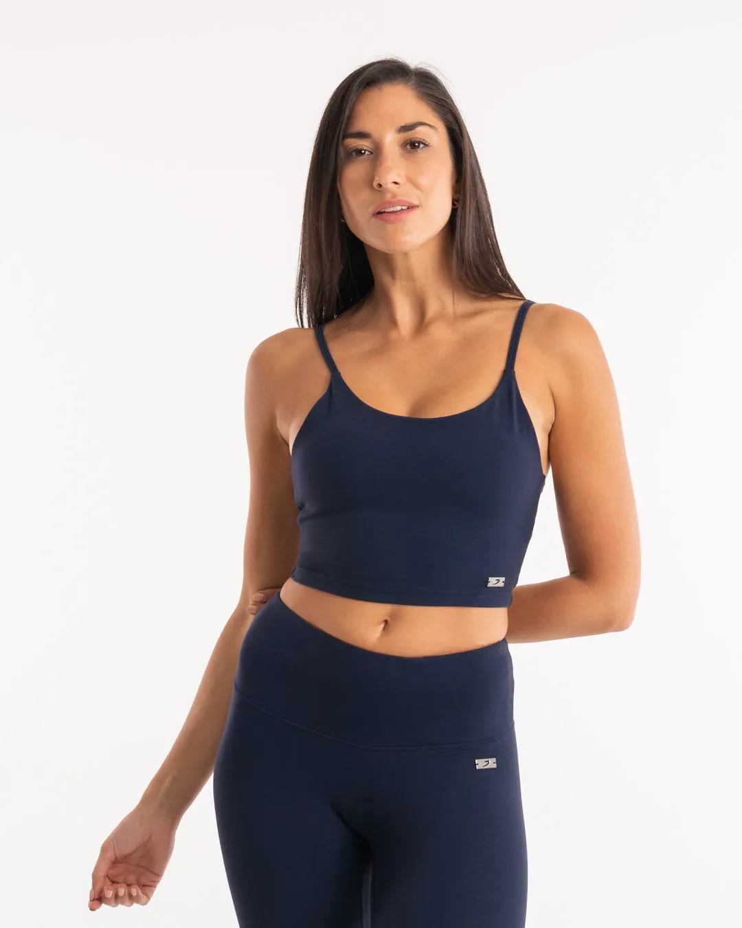 Delia Tank Bra - Navy topstitching