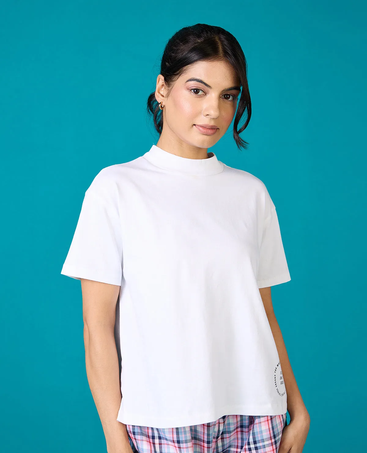 Circular Knit Design Sweat Absorbent Nykd All Day Iconic Cotton Boxy Tee - NYLE276 - Bright white