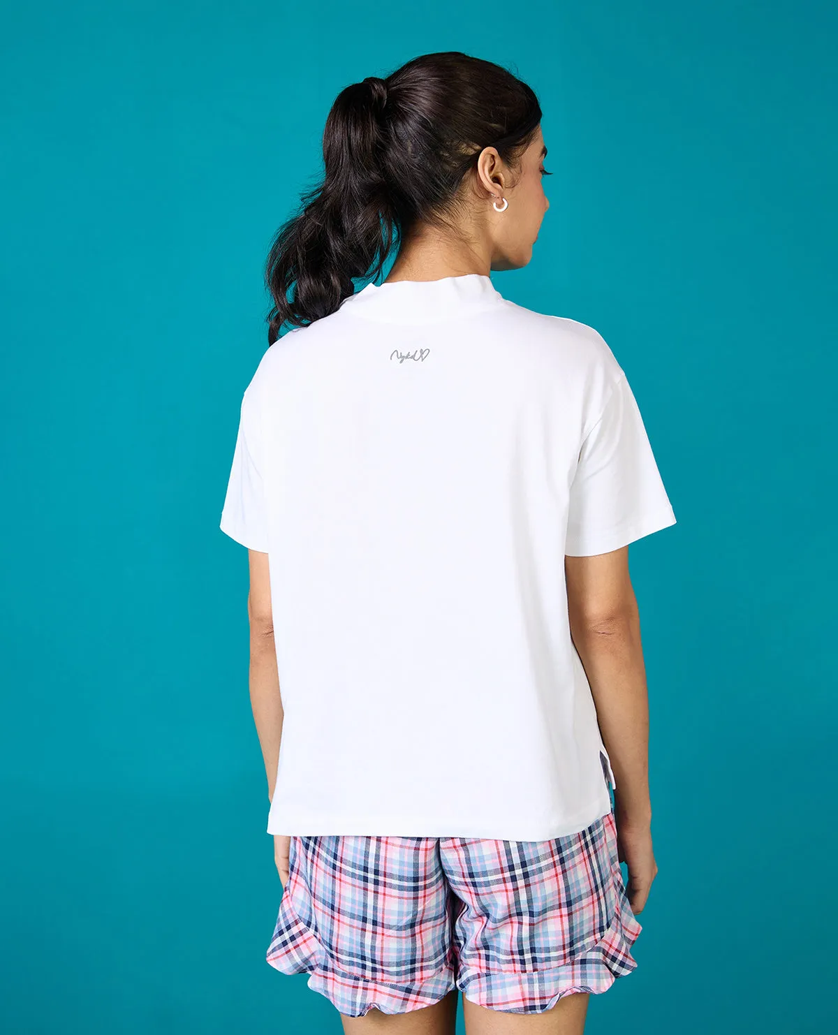 V neck Comfortable All Day Wear Nykd All Day Iconic Cotton Boxy Tee - NYLE276 - Bright white