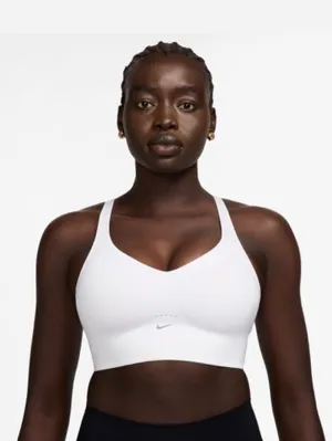Short fit seams NIKE ALATE LONGLINE MEDIUM SUPPORT BRA WHITE