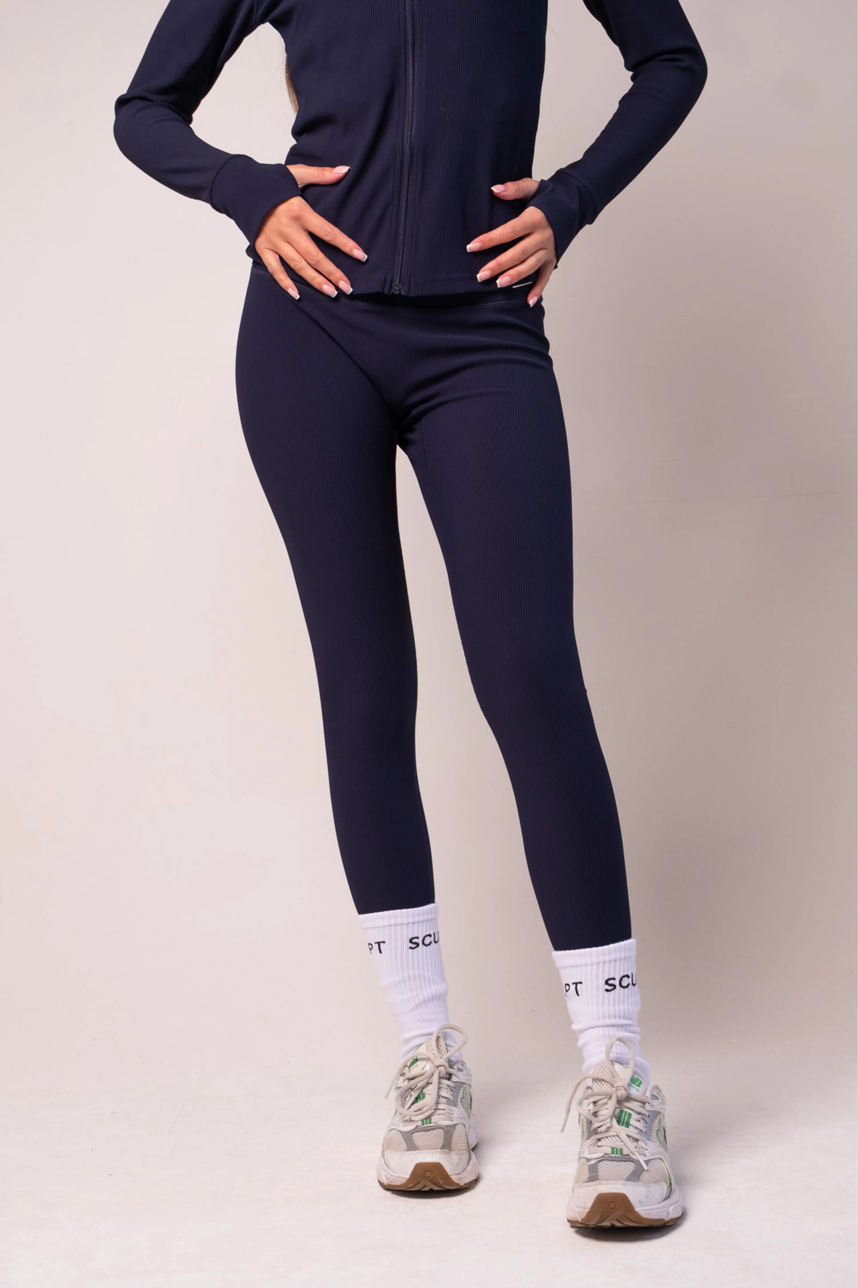 Ribbed Leggings Midnight Eco Shopper Pilates Session Chic Performance