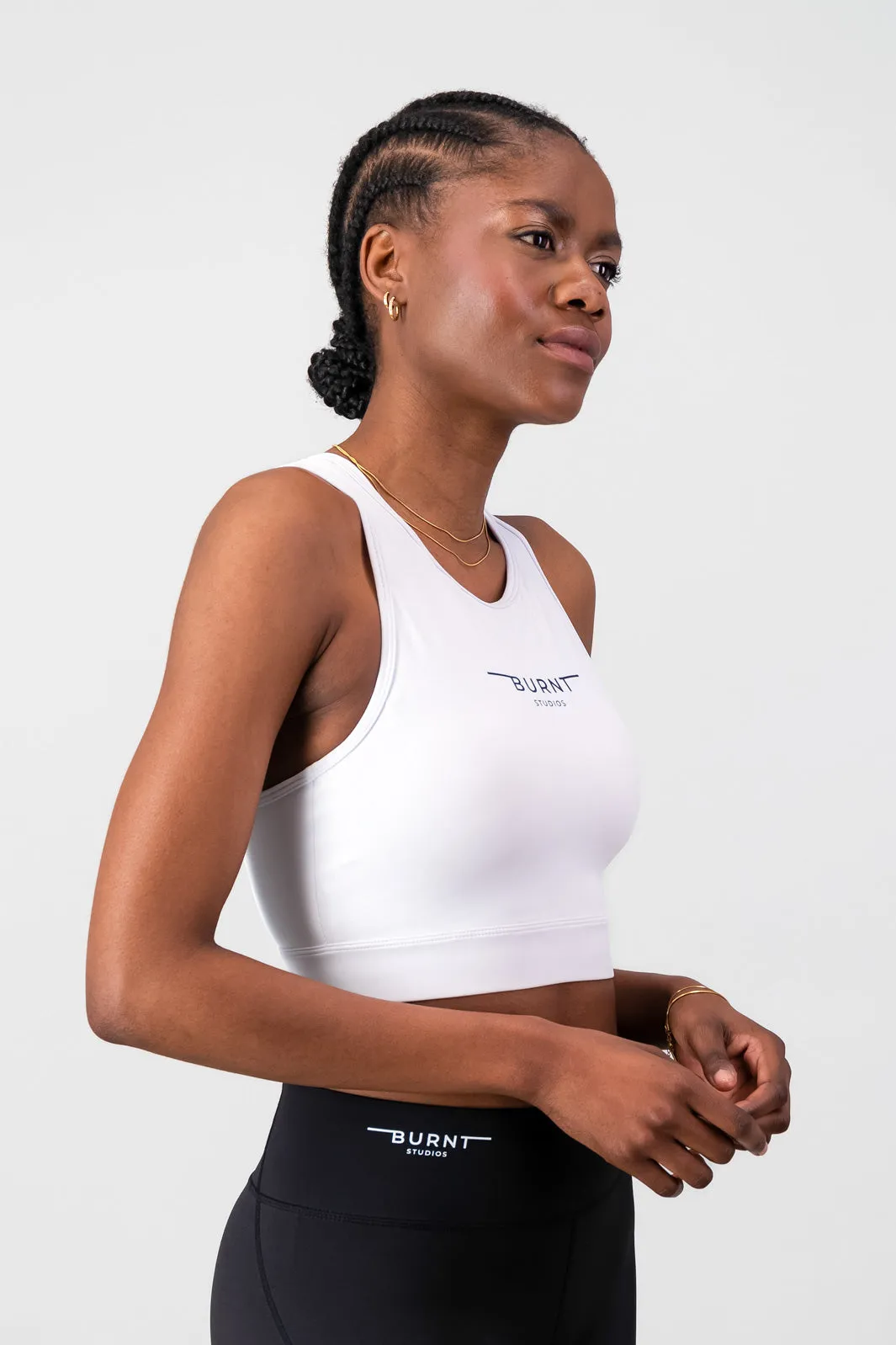 Essential Energy Bra - White Plus size seams Non Restrictive Band