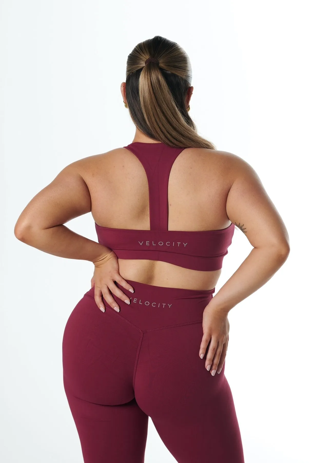 Lightweight Material Cap-sleeved SERENE SUPPORT BRA - CRANBERRY