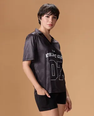 Quick-Dry Jersey For Sports & Gym Black Retro Style Pocket Reinforcement