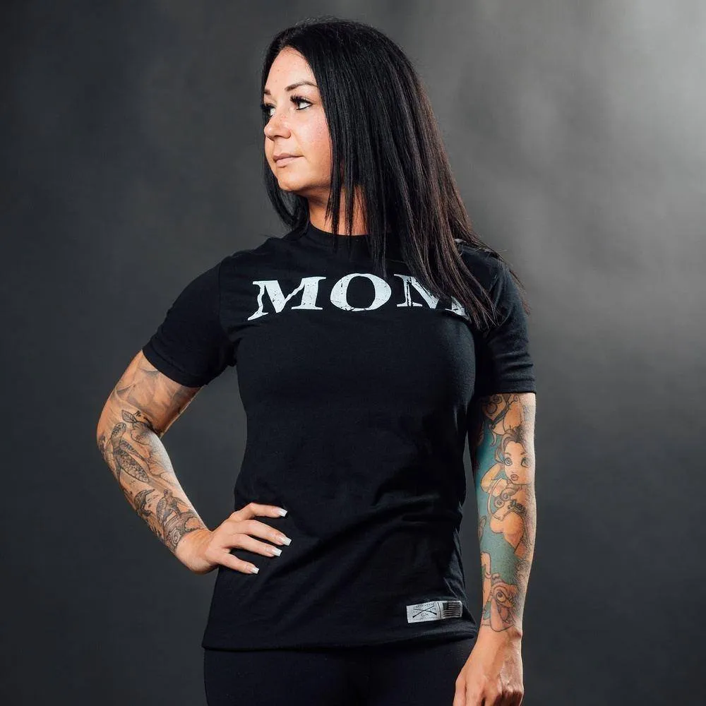 Heathered Texture Women's Mom Defined Boyfriend Fit T-Shirt - Black