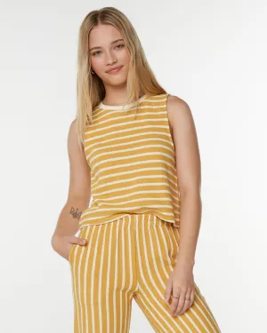 Java Stripe Tank - Amber Gold Solid Smooth No Roll Hem Innovation - driven