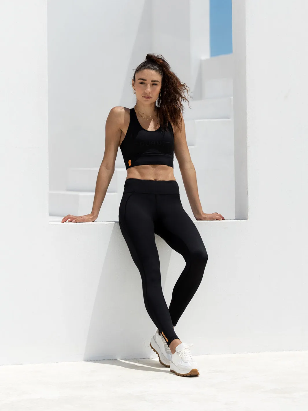 The Essential Sports Bra - Black Mesh Fabric Square Neck