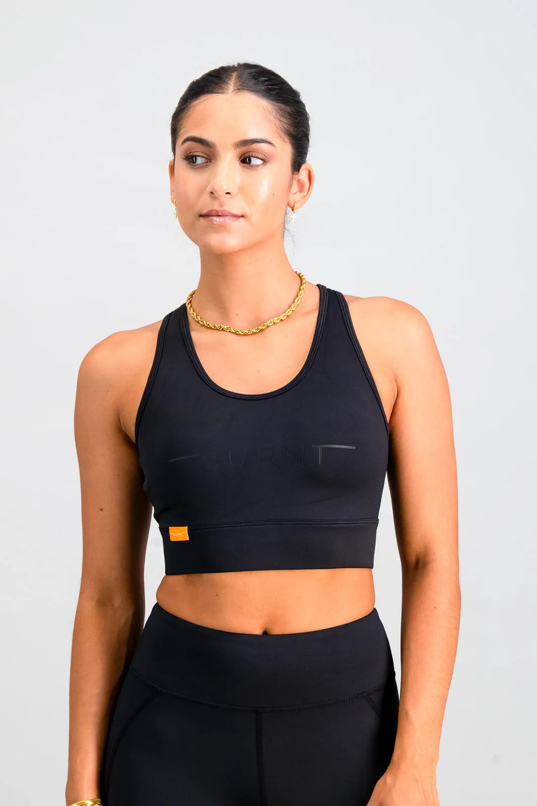 The Essential Sports Bra - Black Nylon Fabric