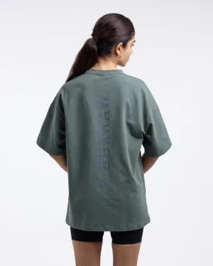 Relaxed Cut Dance Light Lineal Oversized T-Shirt - Green