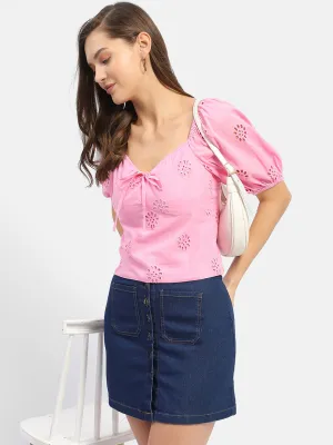 Jump Core StaticFree Lining Madame Sweetheart Neck Pink Schiffli Top