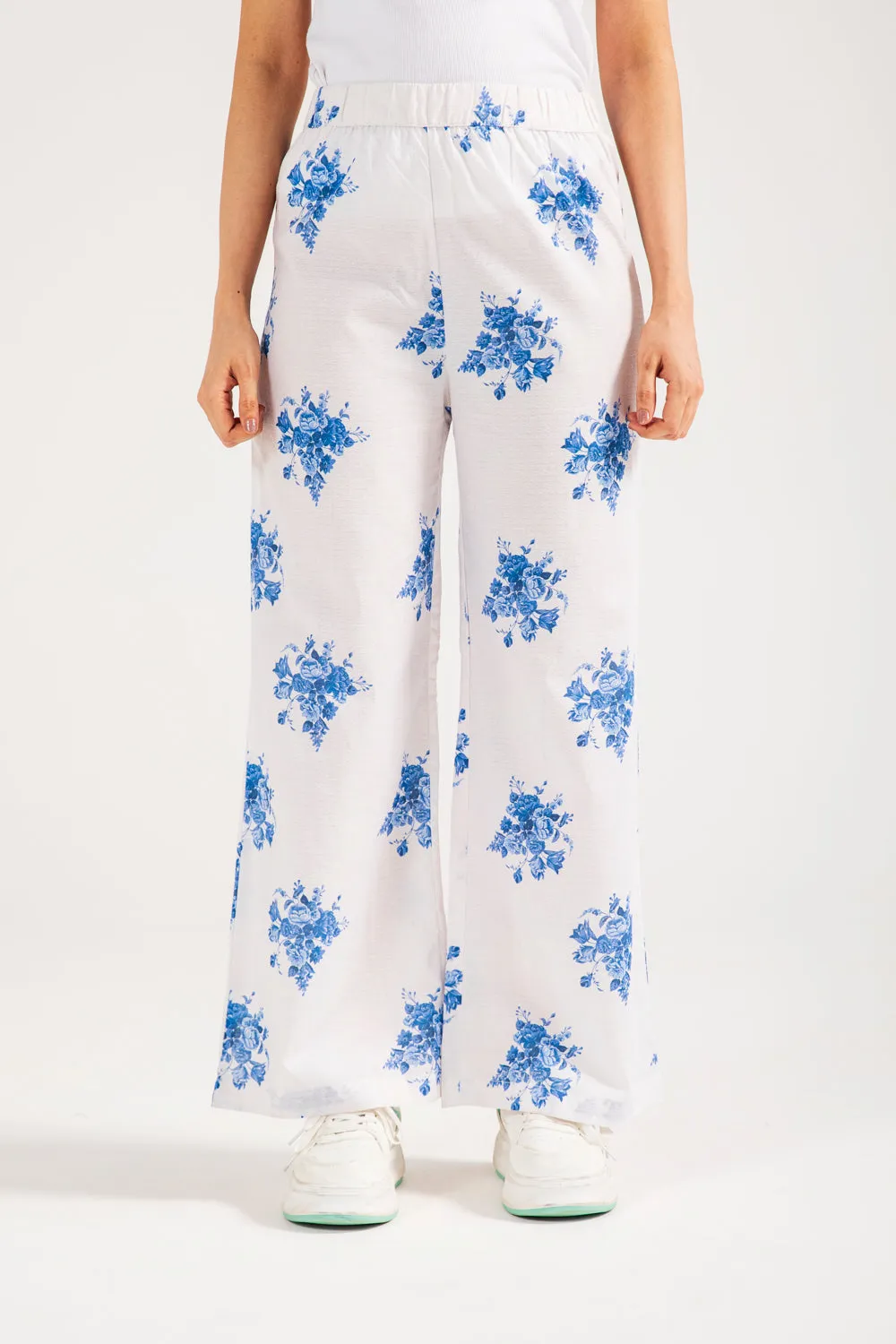 Odor Control Technology Versatile Layering PRINTED WIDE LEG TROUSER