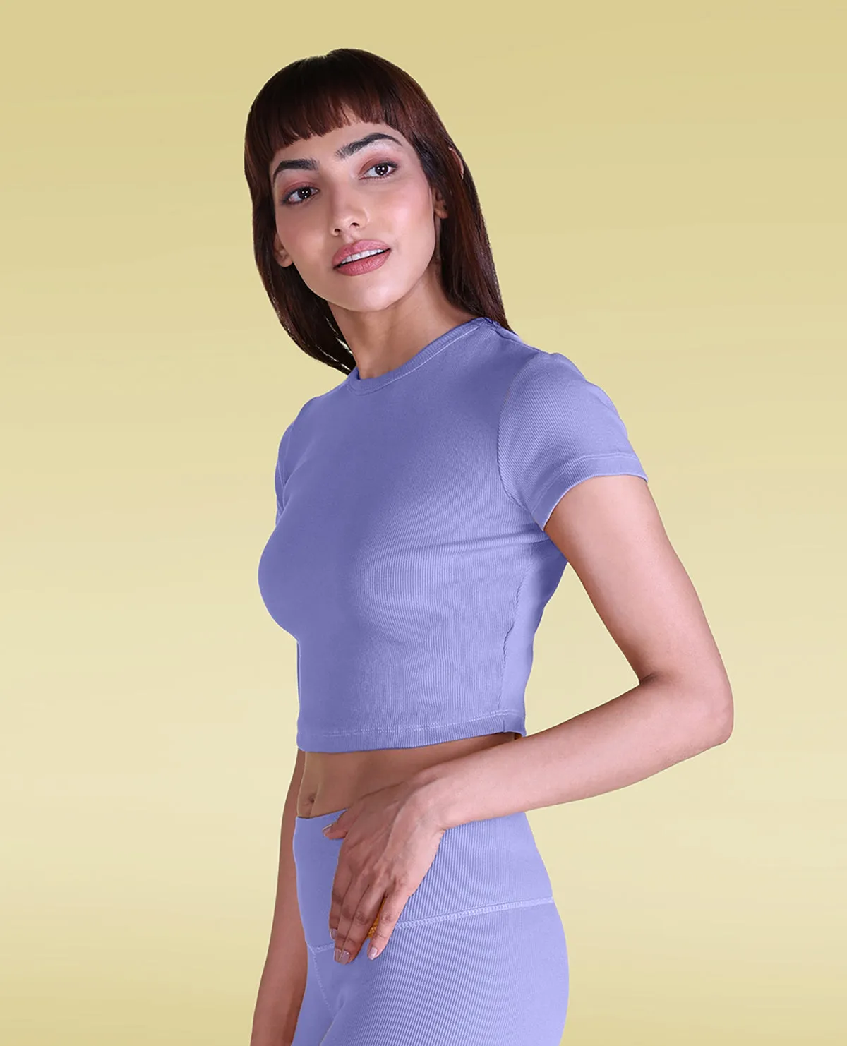 Cotton Ribbed Yoga Top Structured silhouette