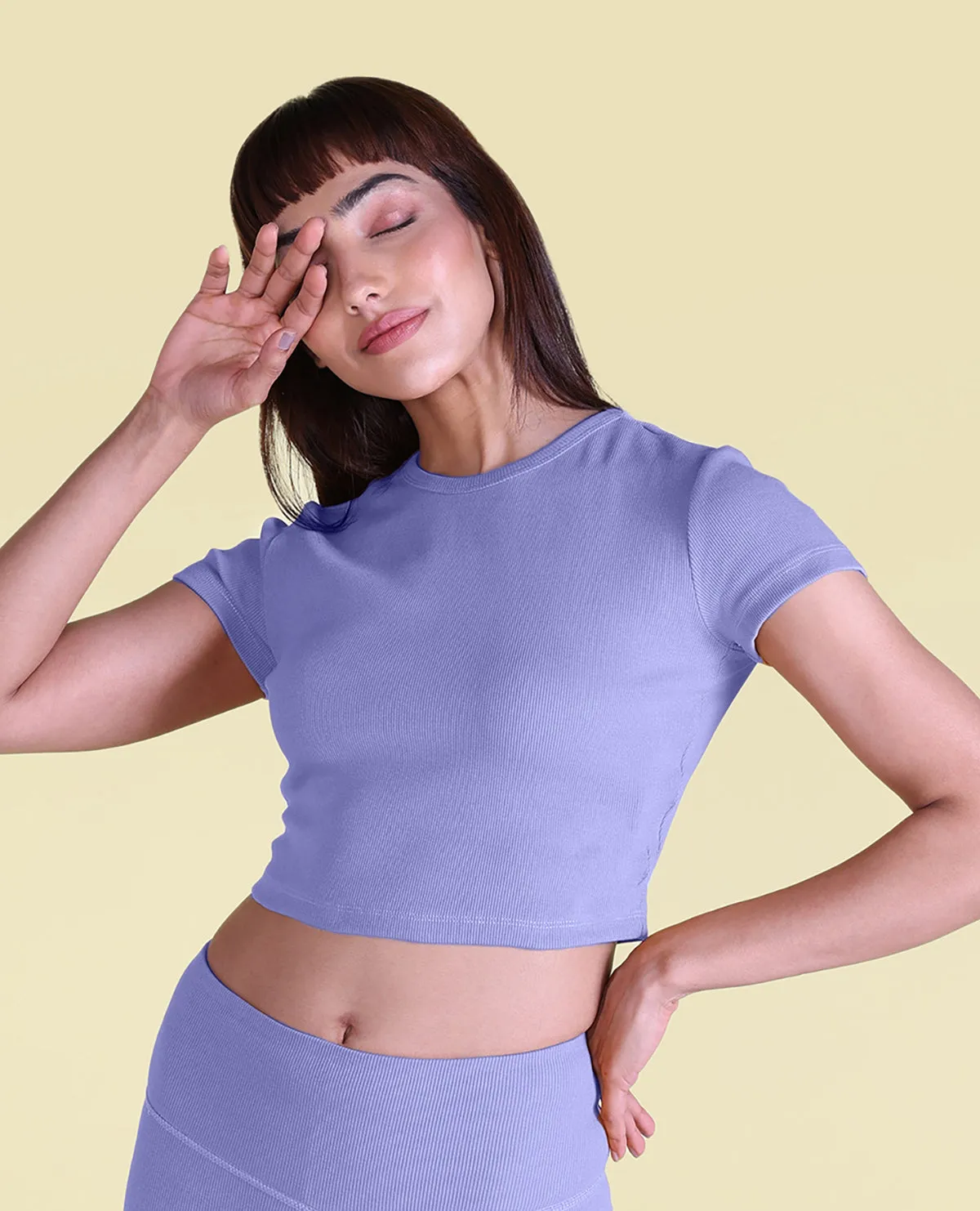 Fashionable Ease Urban Look Cotton Ribbed Yoga Top