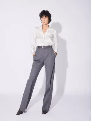 Grey gabardine wide-leg suit trousers Casual Fit NonRestrictiveCut