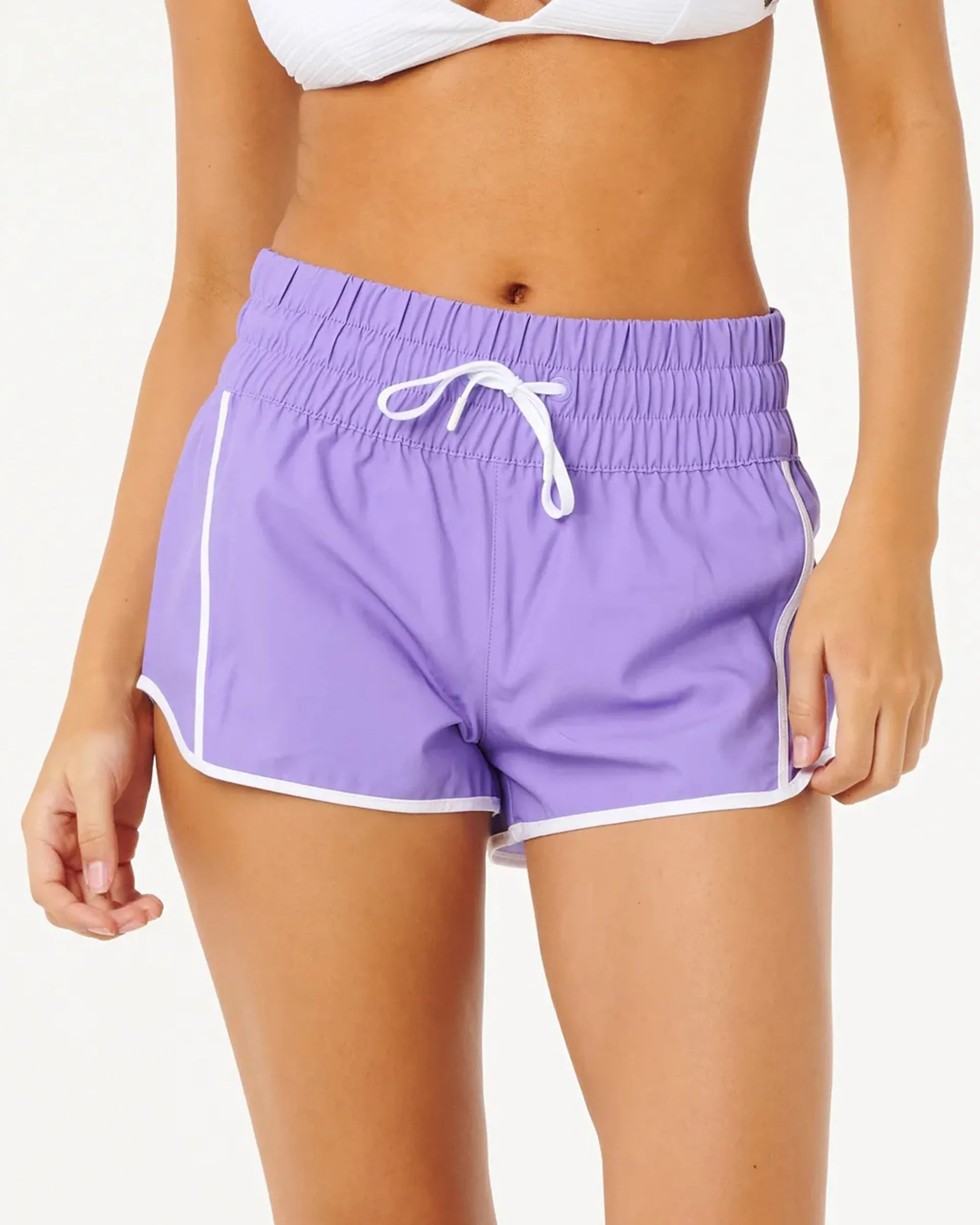 High Waist 3" Retro Volley Boardshort - Purple yoga clothes Flexible Waistband