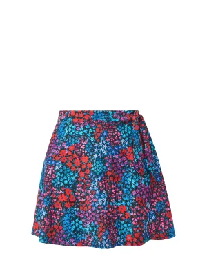 Double Layered Cups Amy Swim Skirt In Bloom