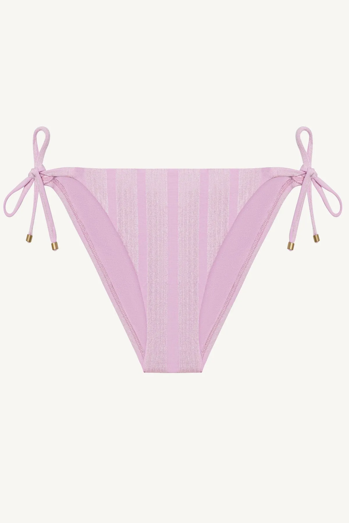 Elle Tie Side Bottom - Orchid Shiny Stripe Built In Shelf Bra Slip Resistant Hem