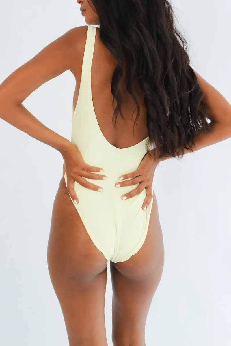 Vibrant Colors Holiday mode Orca Hand Beaded Yellow Swimsuit