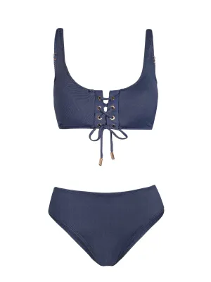 Moisture Wicking Fabric Samara Top   Classic Midrise Bottom In Indigo Twill
