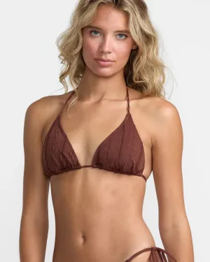 Sweetness Halter Tri Bikini Top  - Mocha Racerback Support System Seamless construction