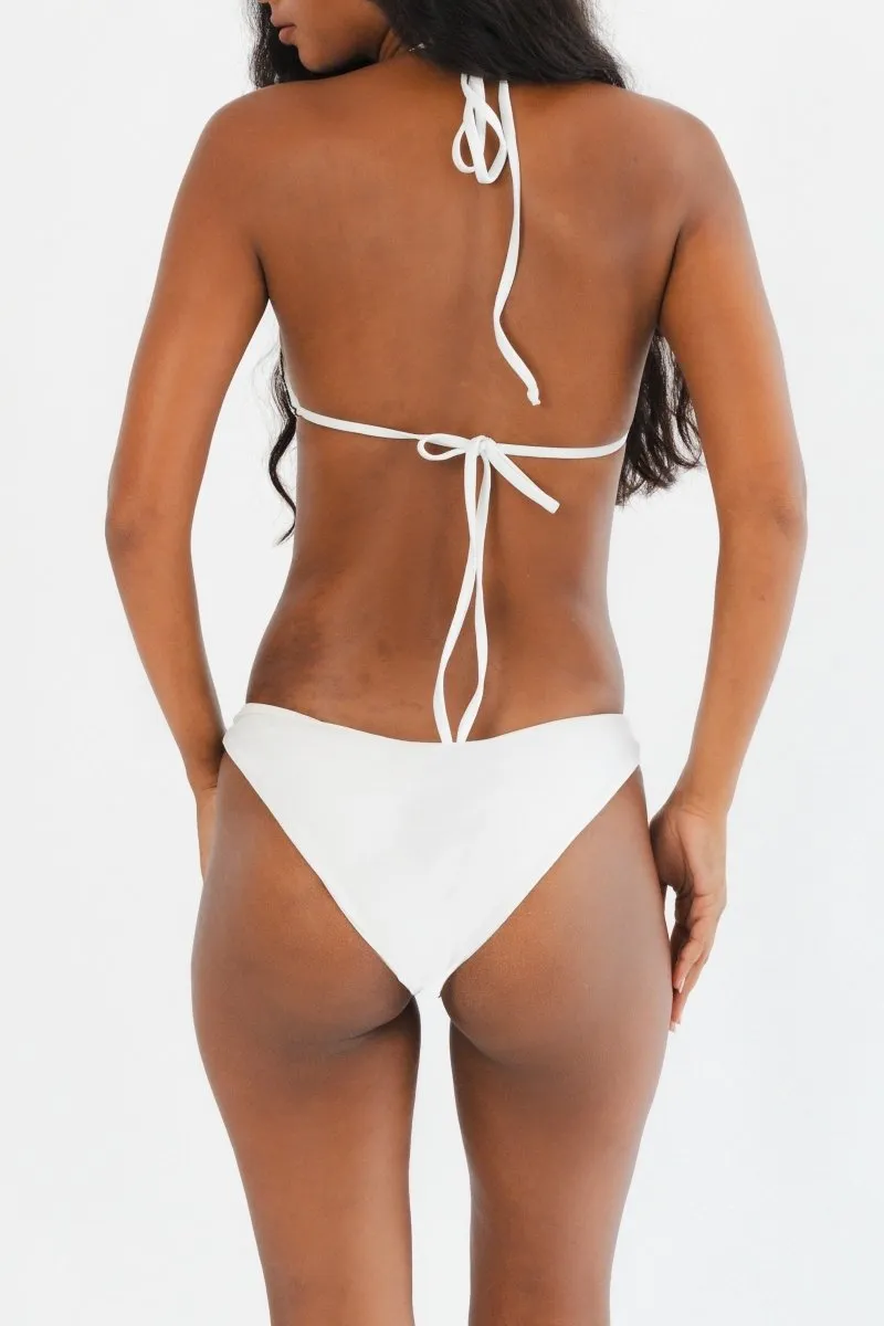 Flex Foam Padding Talia Hand Embroidered White Base Bikini Top