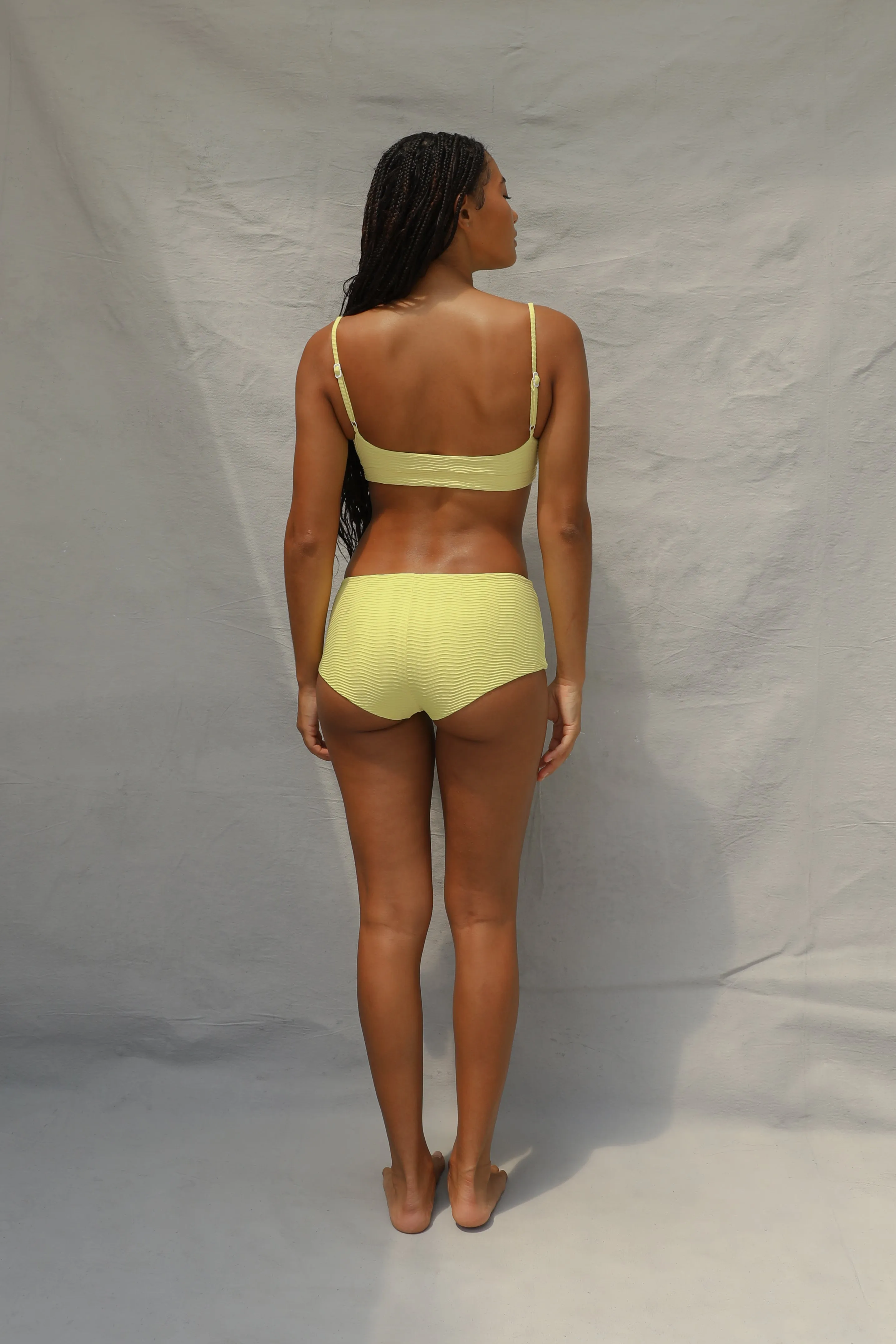 Boyshort Bikini Bottom - Lemon Fizz Wave Rounded Seam Technique