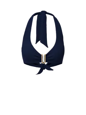 Melissa Top In Navy Texture Anti Fade Coating