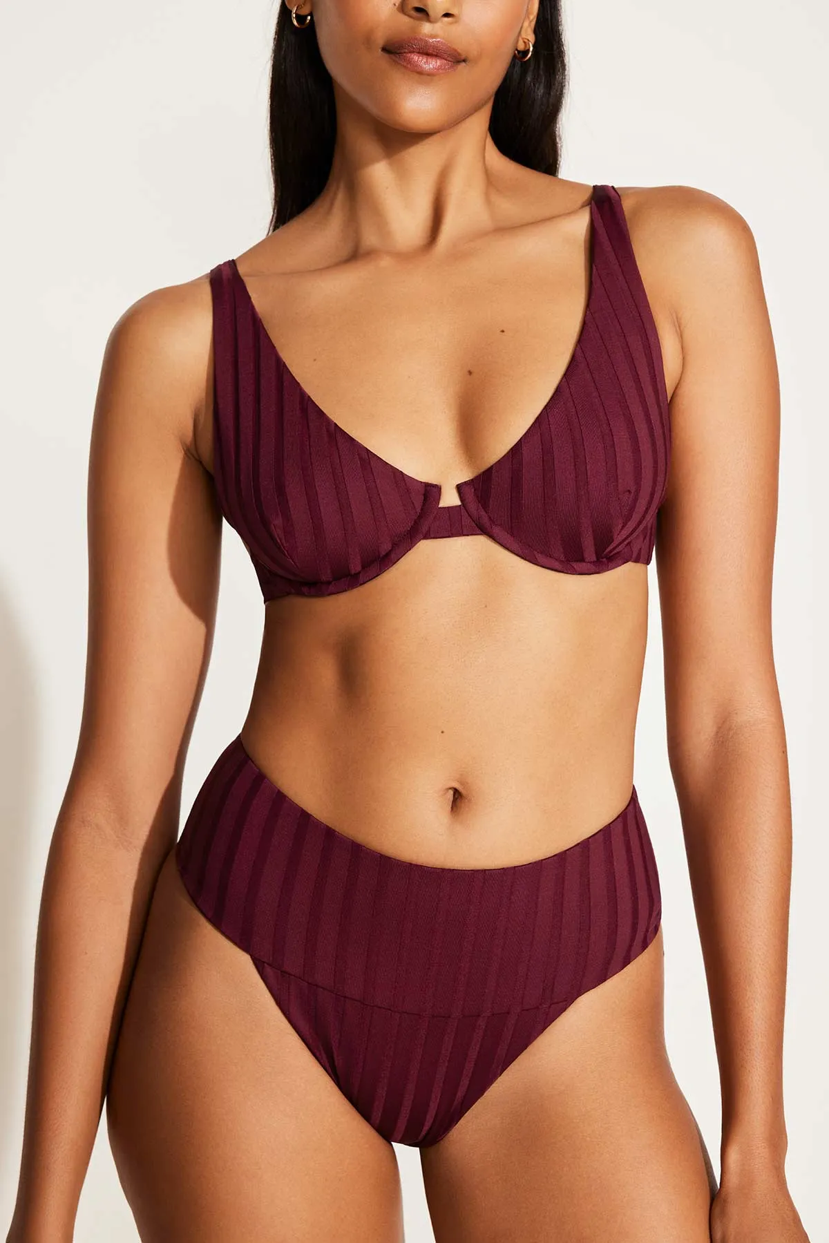 Rossi Halter Underwire Top - Sangria SuperRib Reinforced Side Panels