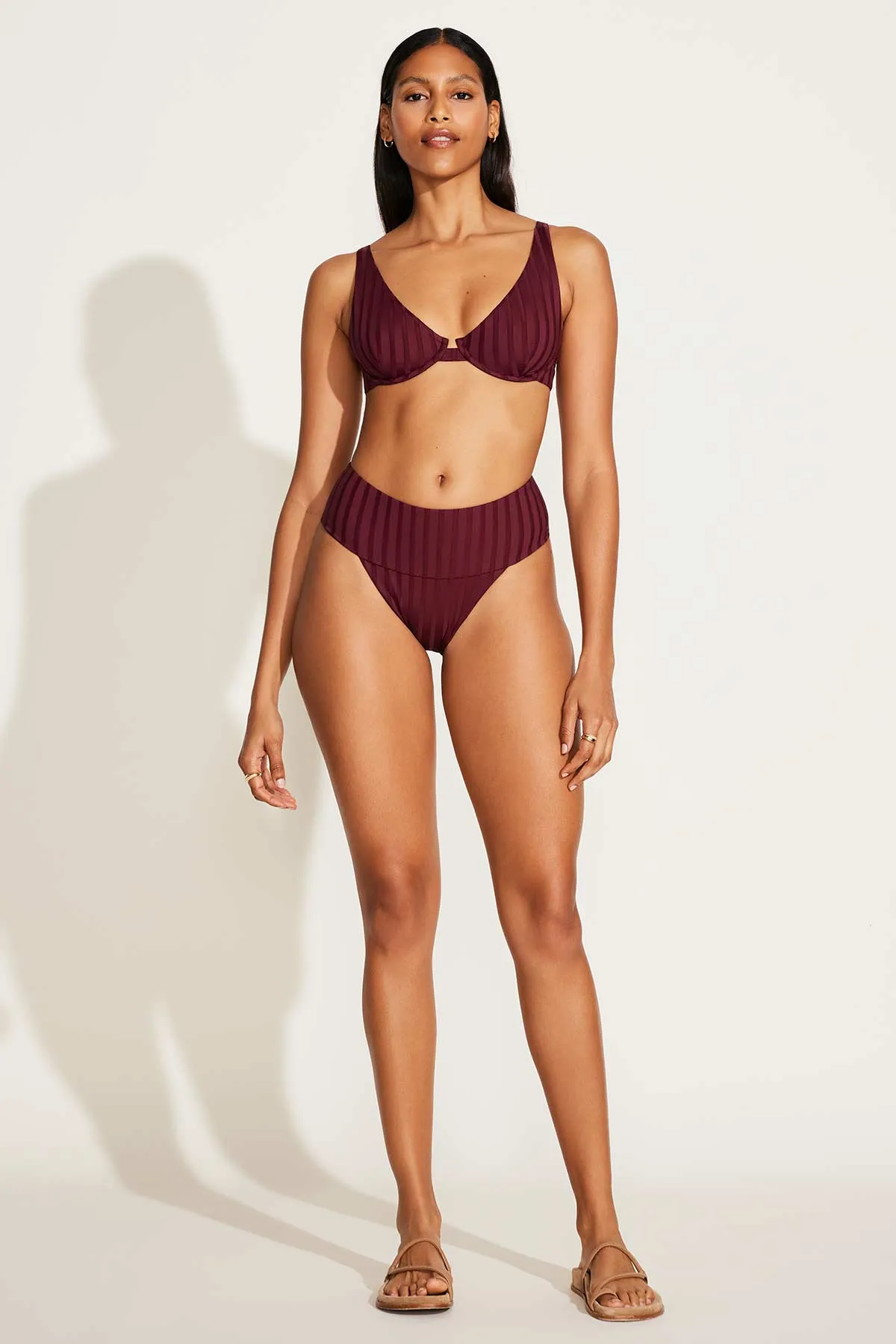 Neutral Tone Compatibility Rossi Halter Underwire Top - Sangria SuperRib