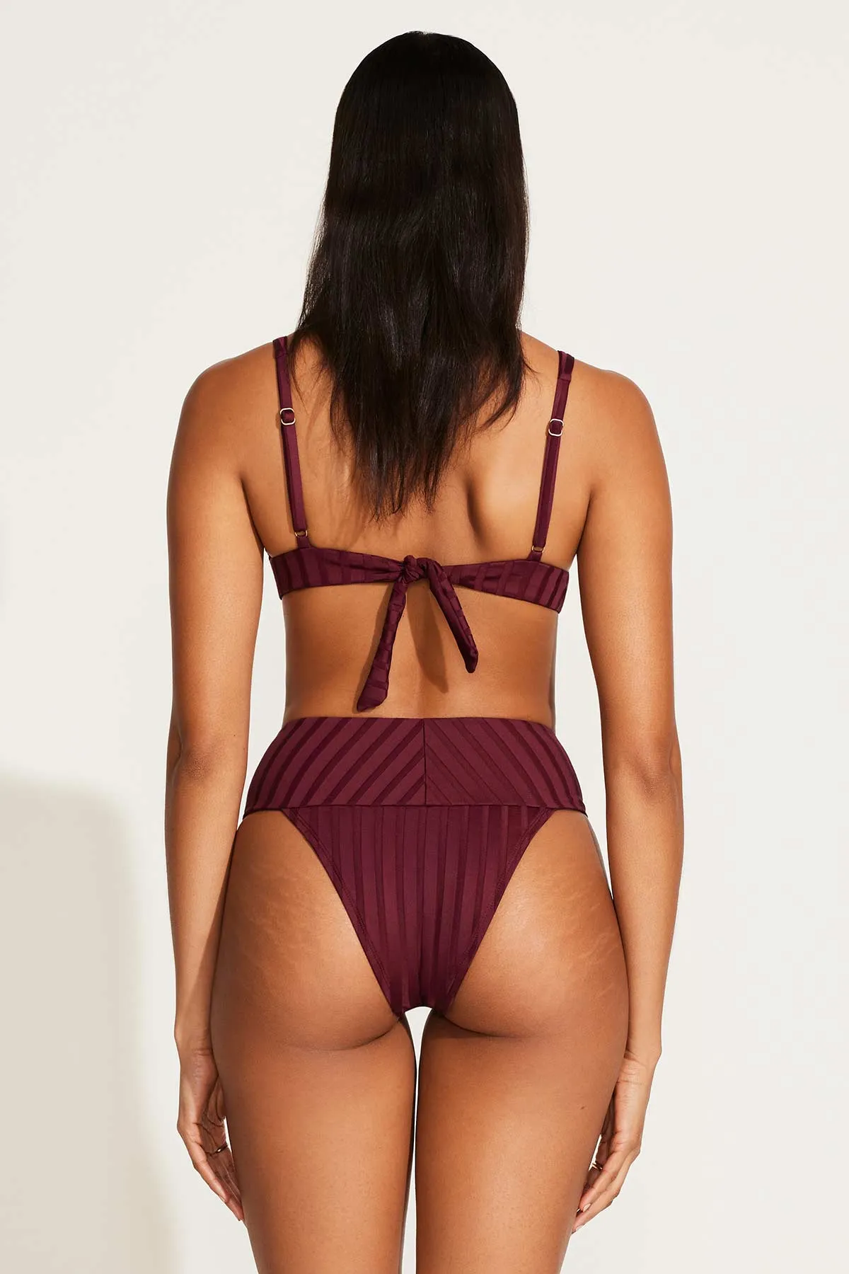 Adjustable Ties Design Rossi Halter Underwire Top - Sangria SuperRib