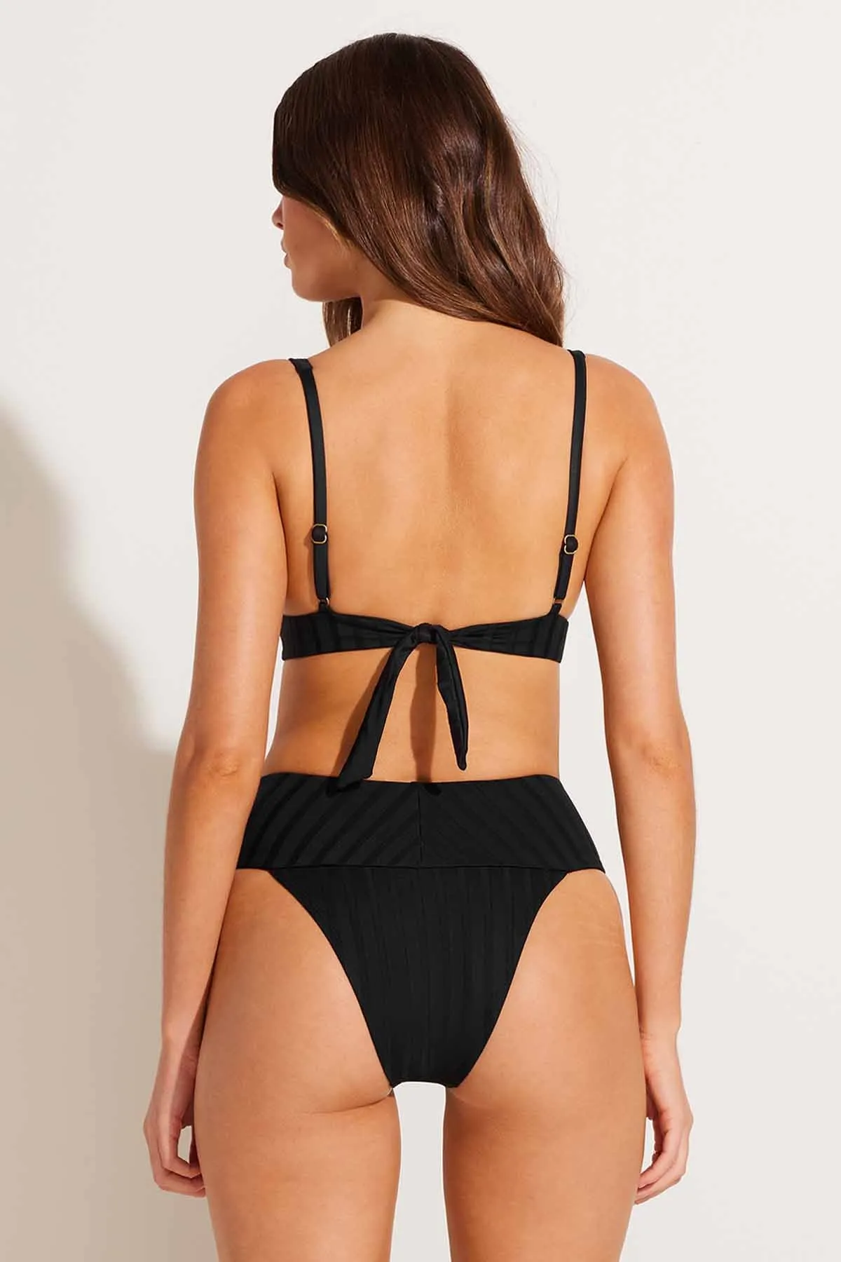 Rossi Halter Underwire Top - Black SuperRib Quick Pull Adjustment