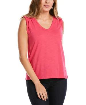 Solid Smocked V-neck Top Spark Mood SoftenedEdges
