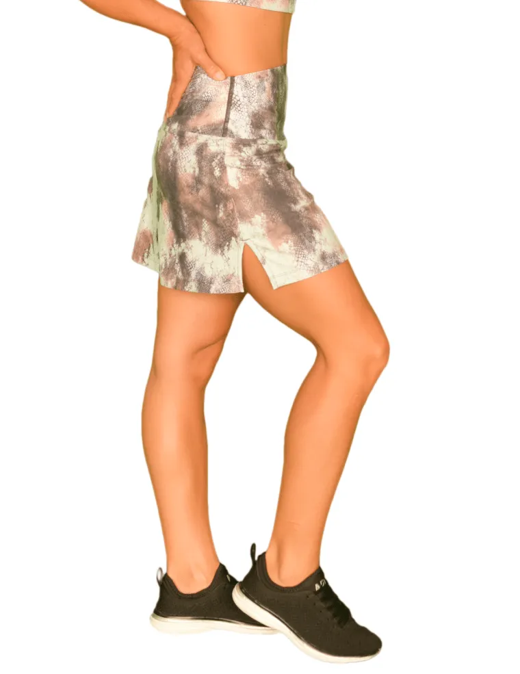 Wear It To Heart Python Mint High Waist Skort Eco Friendly Subtle Finish