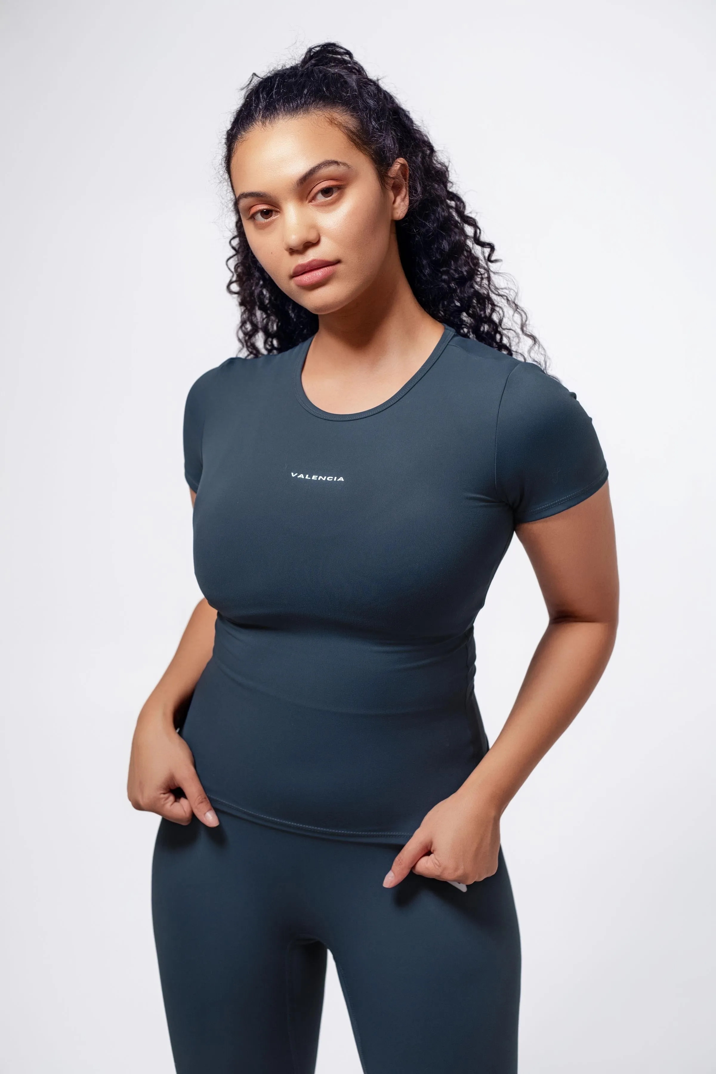 Casual Protection Story Glow Teal Sculpted T Shirt