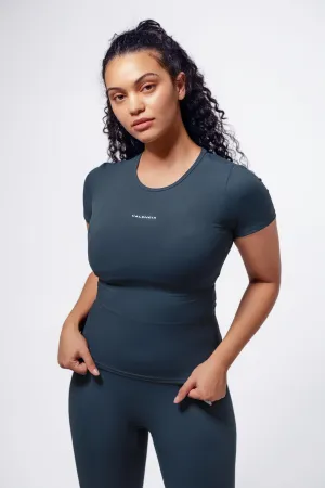 Casual Protection Story Glow Teal Sculpted T Shirt