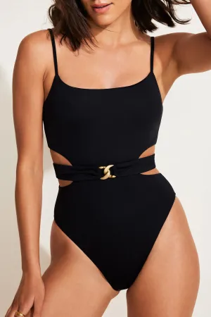 Fade Resistant Color Lock Anti fade Luxe Link Belted One Piece - Black ReLux