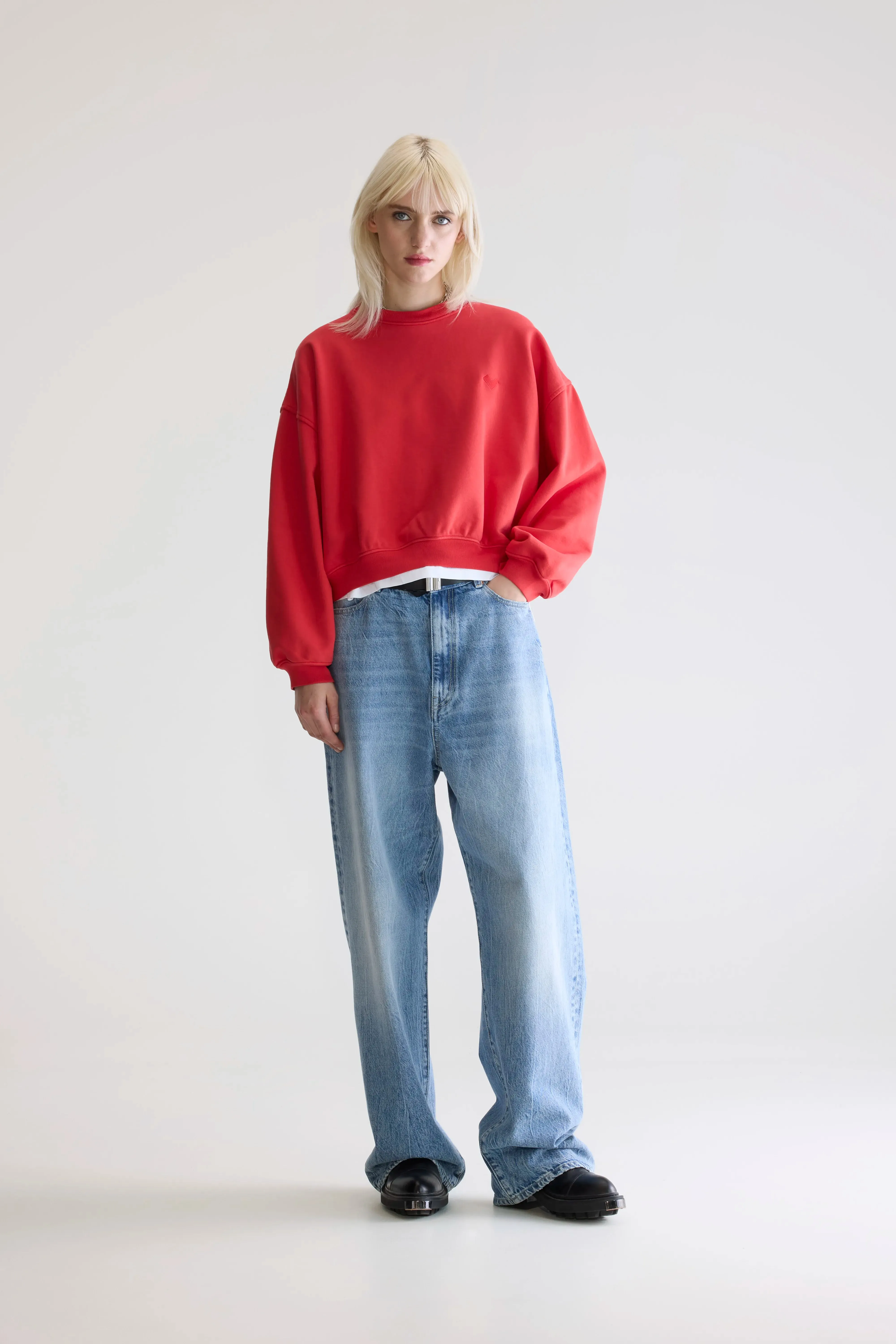 Fancy cropped crewneck sweatshirt (252 / W / SANGUINE) Fashion Essential goes with high heels